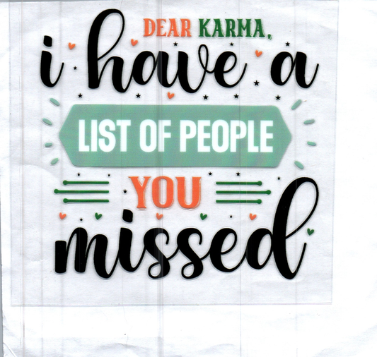 Dear Karma I have a list Decal