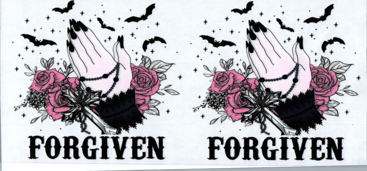 GOTHIC PRAYING HANDS FORGIVEN DECALS