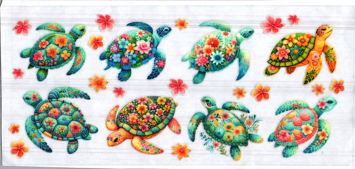 16 oz floral sea turtles assorted 225