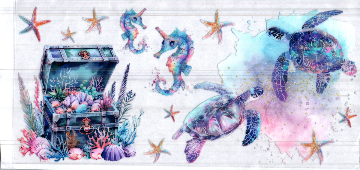 16 oz blueish pink sea life assorted 229