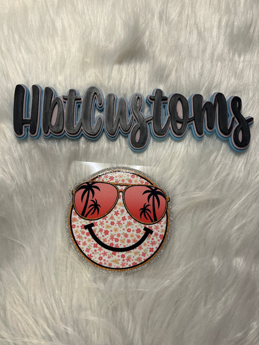 Flower Smiley Glitter Decal