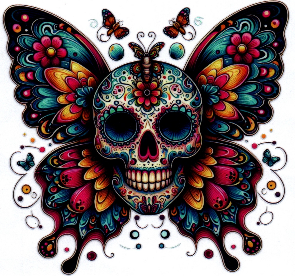Day of the dead skull w/butterfly wings 1 Single Decal 23