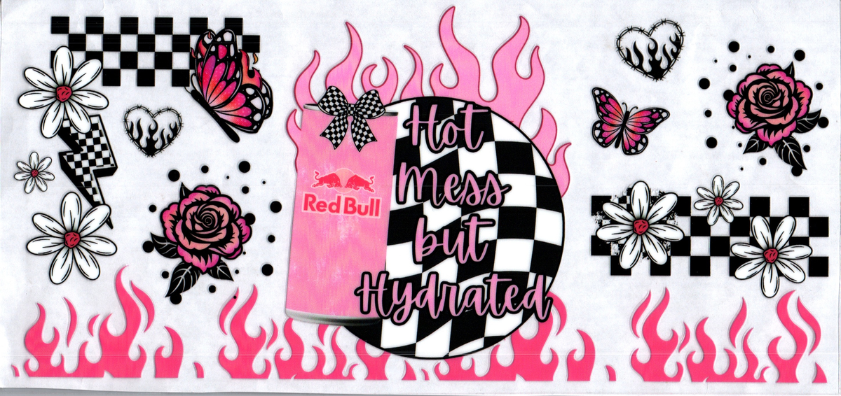 16oz hot mess but hydrated pink red bull 237