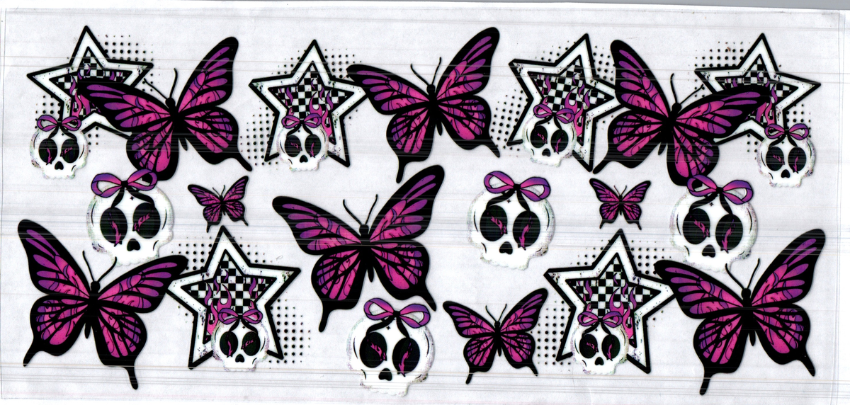 16 oz purple butterflies & skulls assorted 239