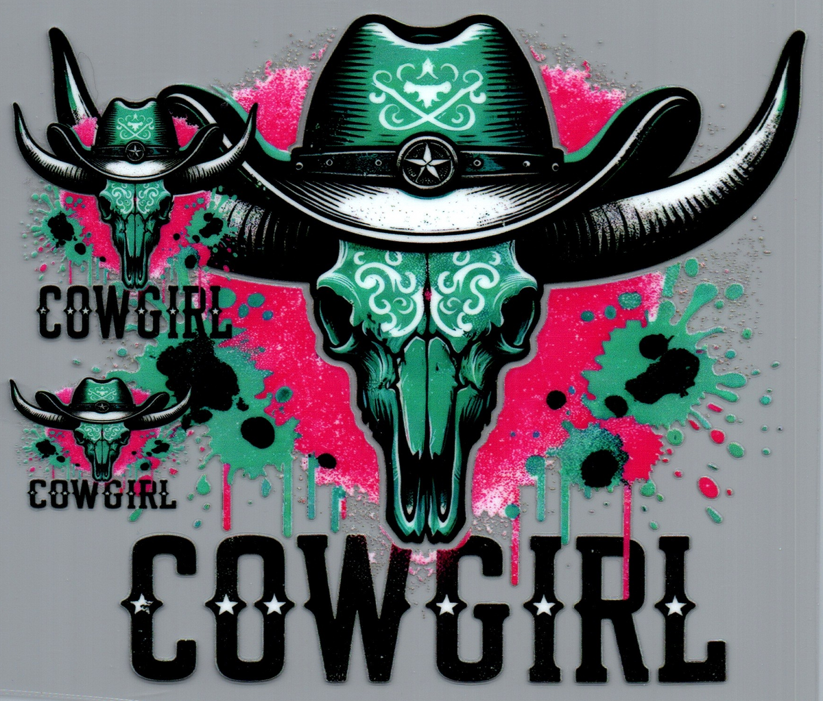 Cowgirl w/cow skull Single Decal 2