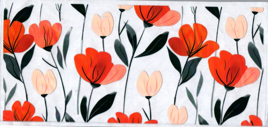 16oz Red And Cream Flowers 24