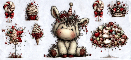 16oz Baby cow with cupcakes and flowers kids