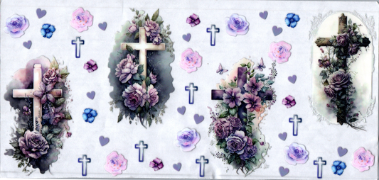 16oz Crosses W/Purple Roses Faith 24
