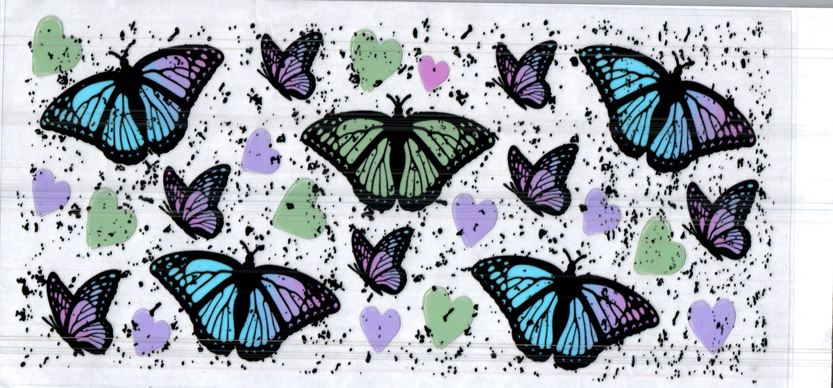 16 oz purple blue green butterflies assorted 240