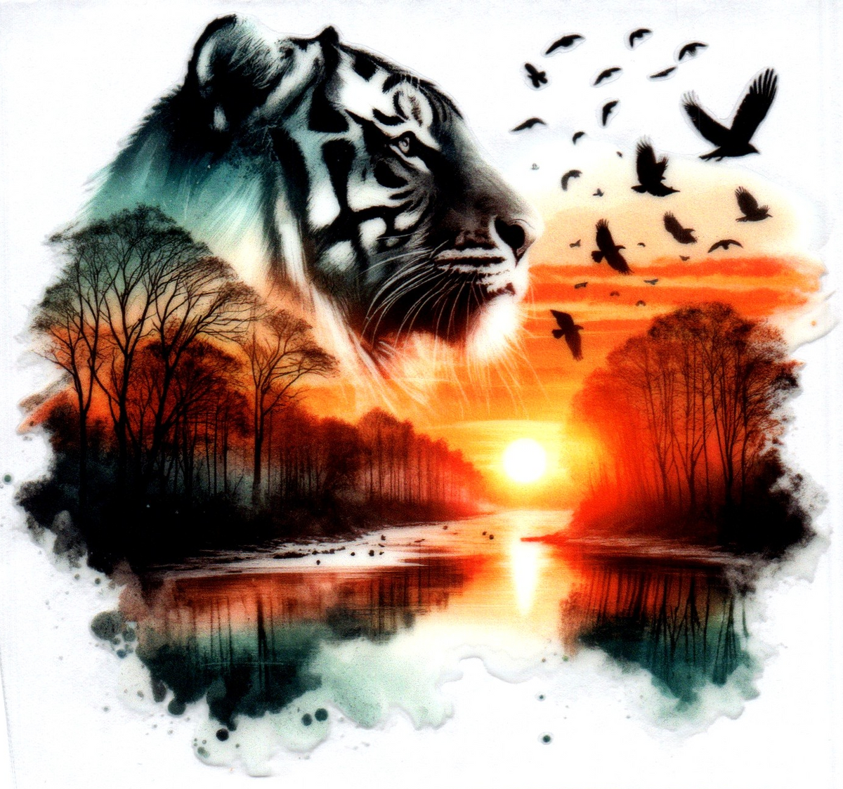 Double Exposed White Tiger Single Decal 24