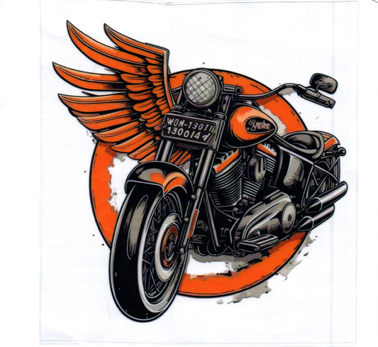 HD Bike w/circle & wing Decal 24