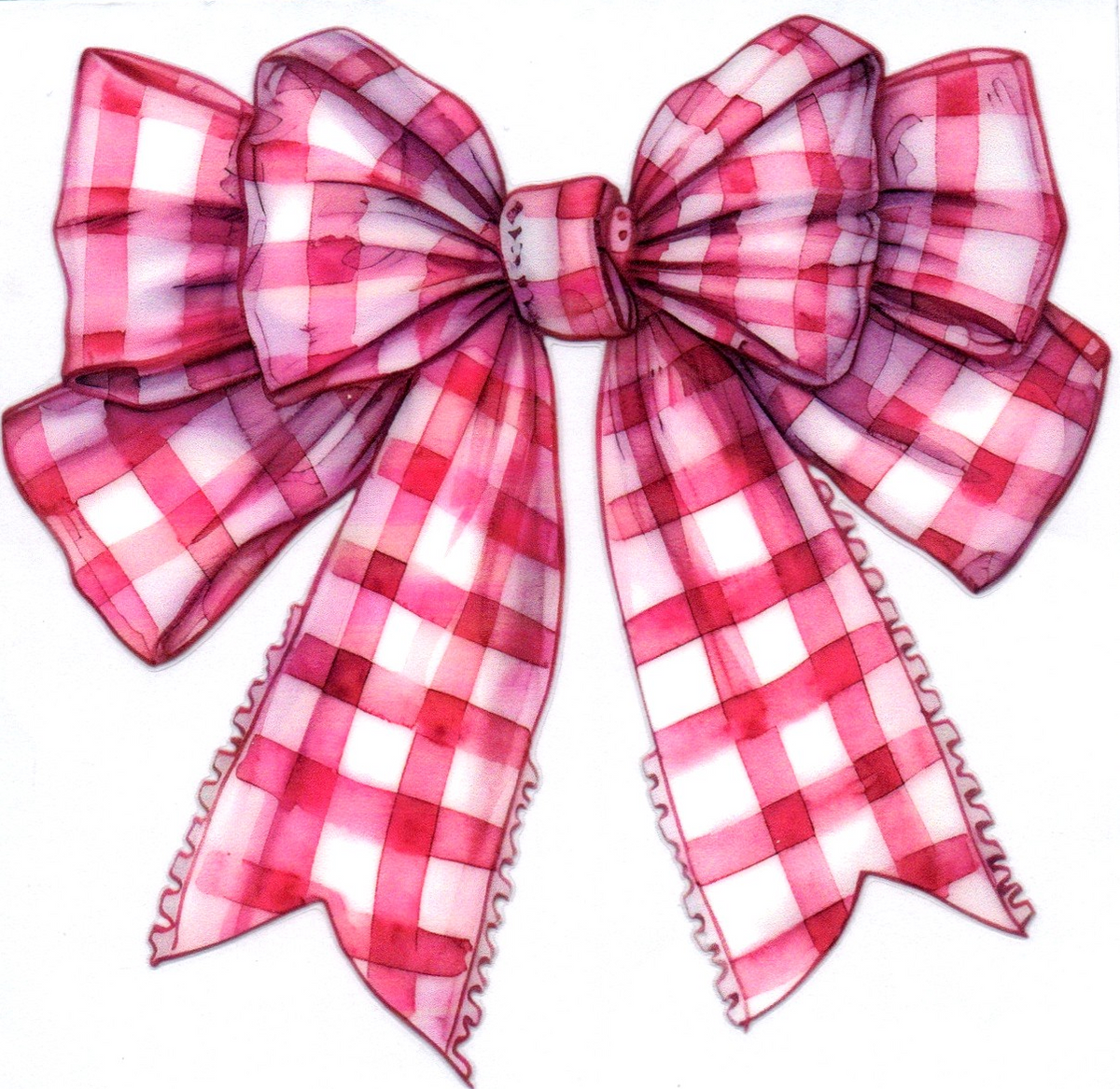 Pink Plaid Bow Single Decal 24