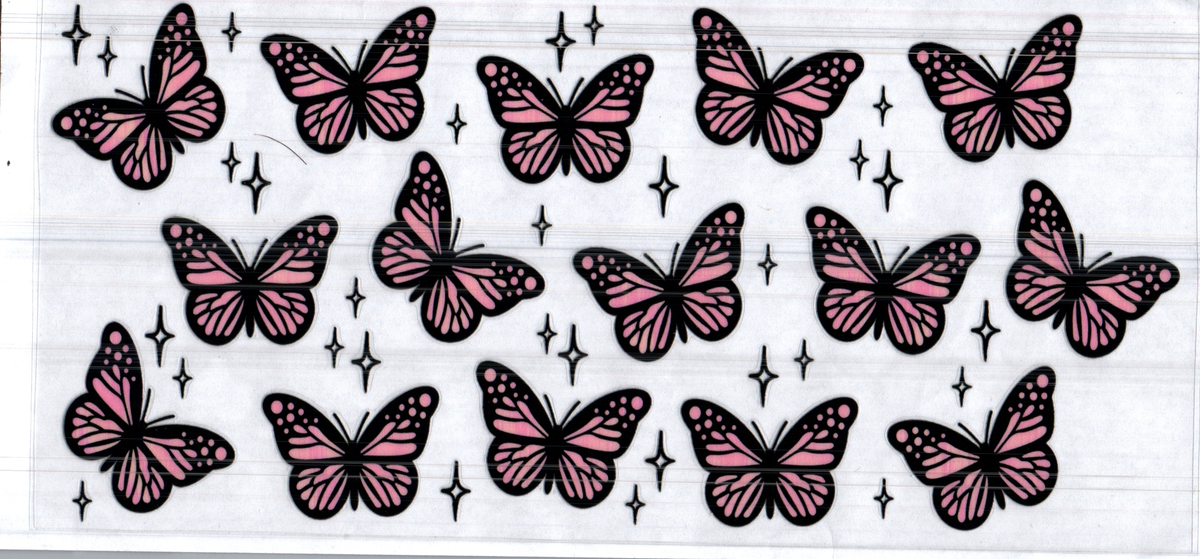 16 oz pink with black butterflies assorted 246