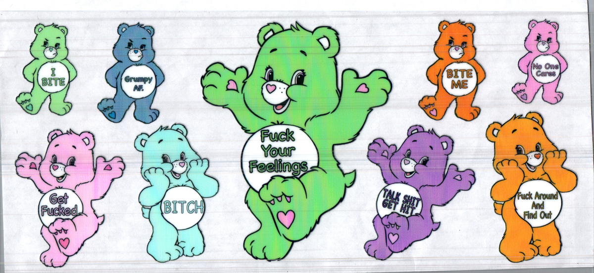 16 oz large green with friends swear bears assorted 252