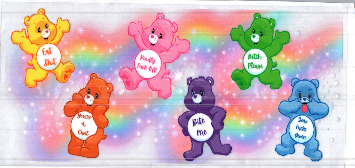16 oz rainbow background swear bears assorted 255