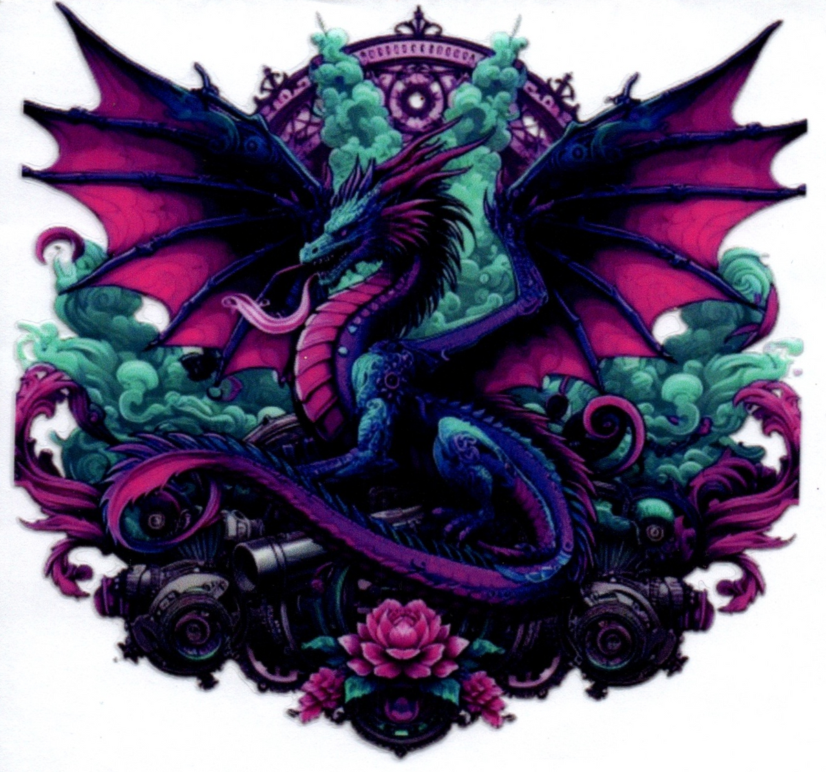 Purple Steam Punk Dragon Single Decal 25