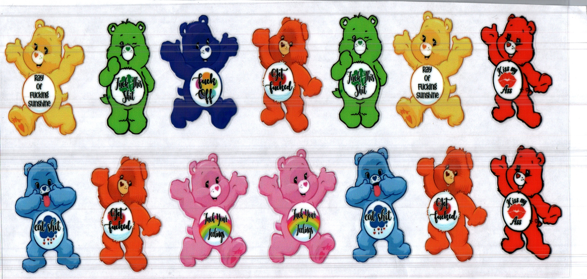 16 oz group 14 swear bears with kiss my a** assorted 259