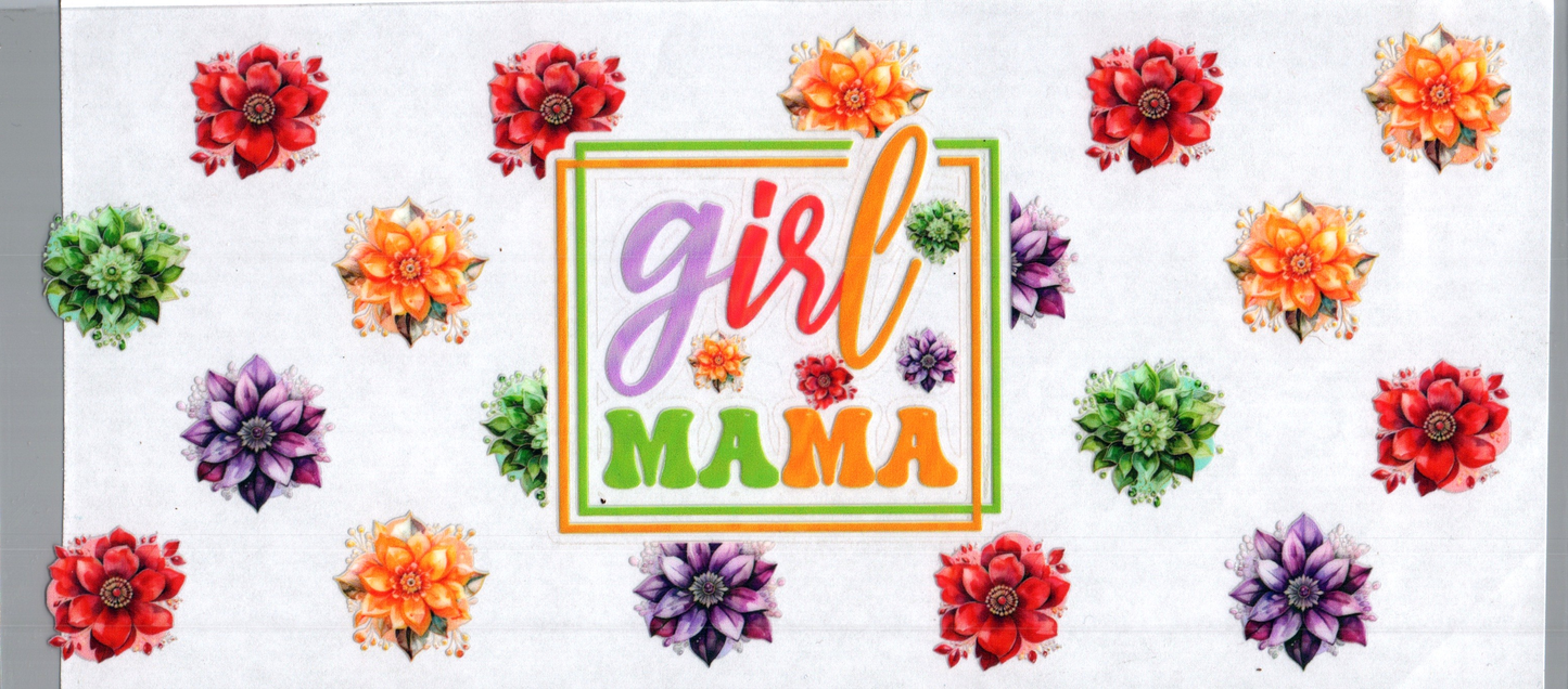 16oz Girl Mama with Flowers multi-colored