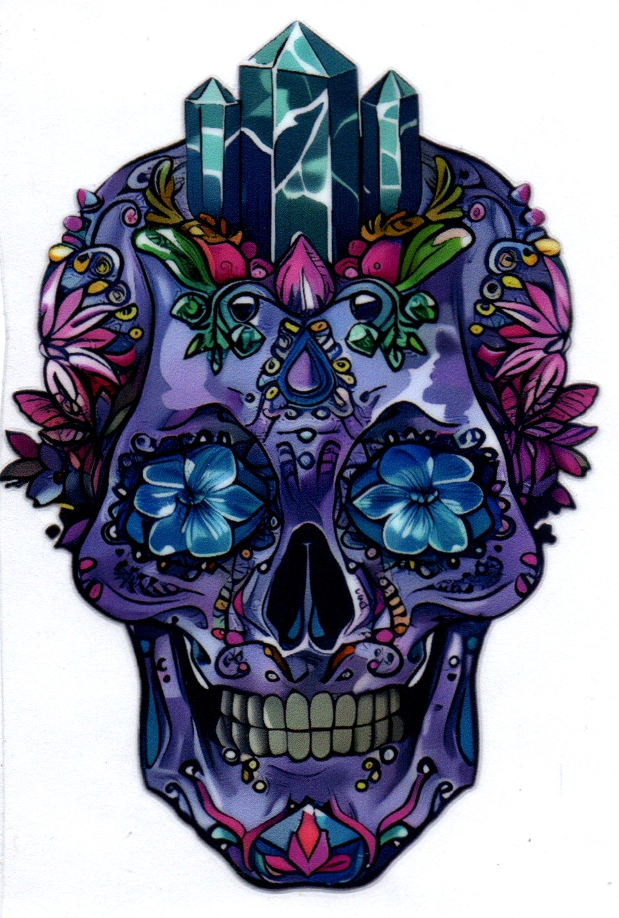 Tall skull w/crystals dark purple Single Decal 26