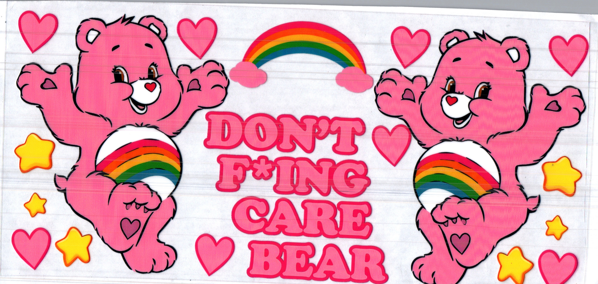 16 oz pair rainbow i don't f*ing care bear assorted 266