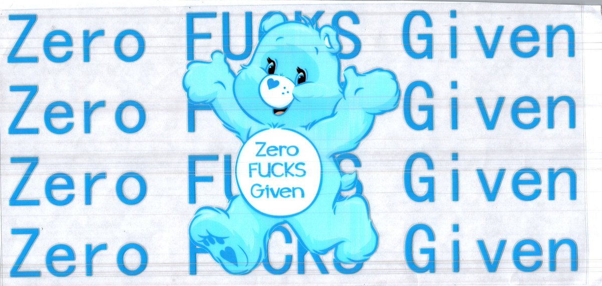 16 oz blue zero f****s given bear assorted 268