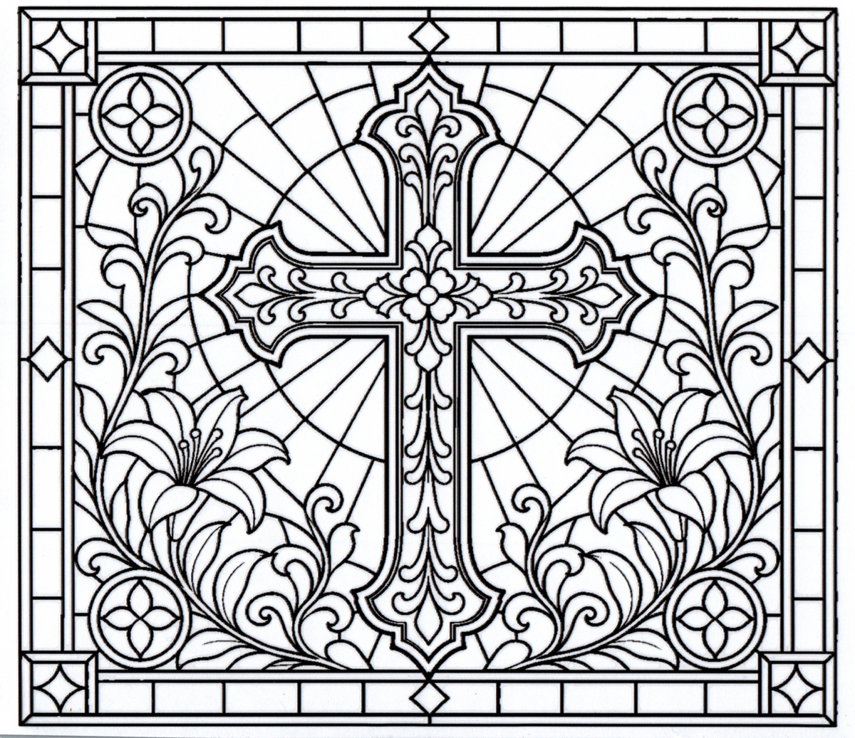 cross flower stained glass 20oz 2
