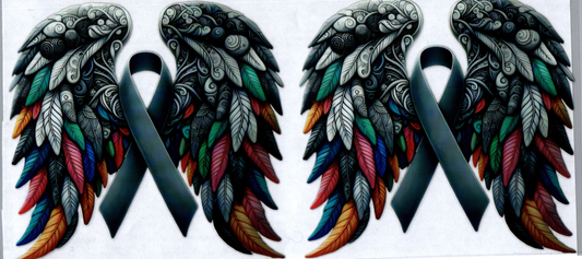 16 oz Multicolored Angel wings Gray Ribbon