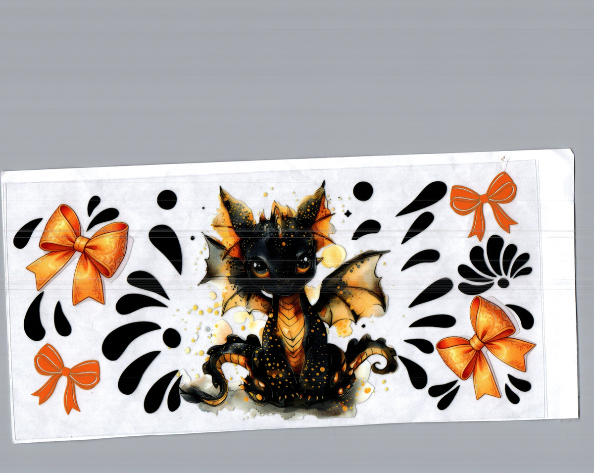 16 oz black orange dragon orange bows misc 271