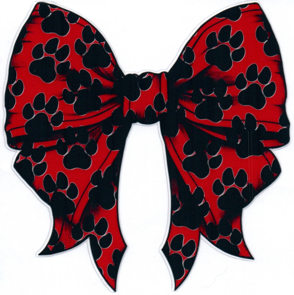 Red Bow w/Paw Prints Single Decal 27