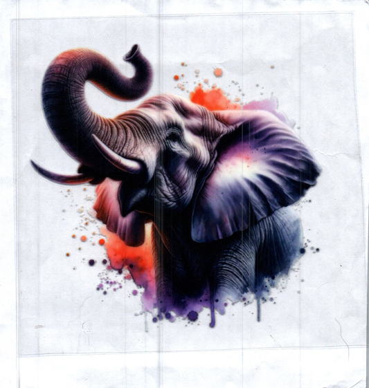 Elephant w/color splash right Animal Decal