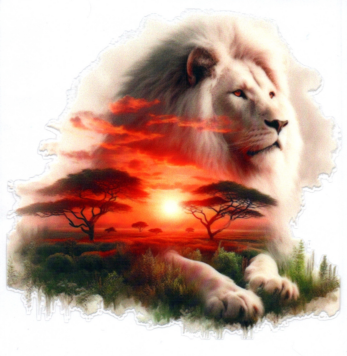 Double Exposed Lion Single Decal 28