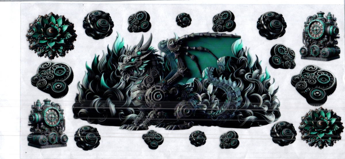 16 oz teal black steampunk dragon misc 283