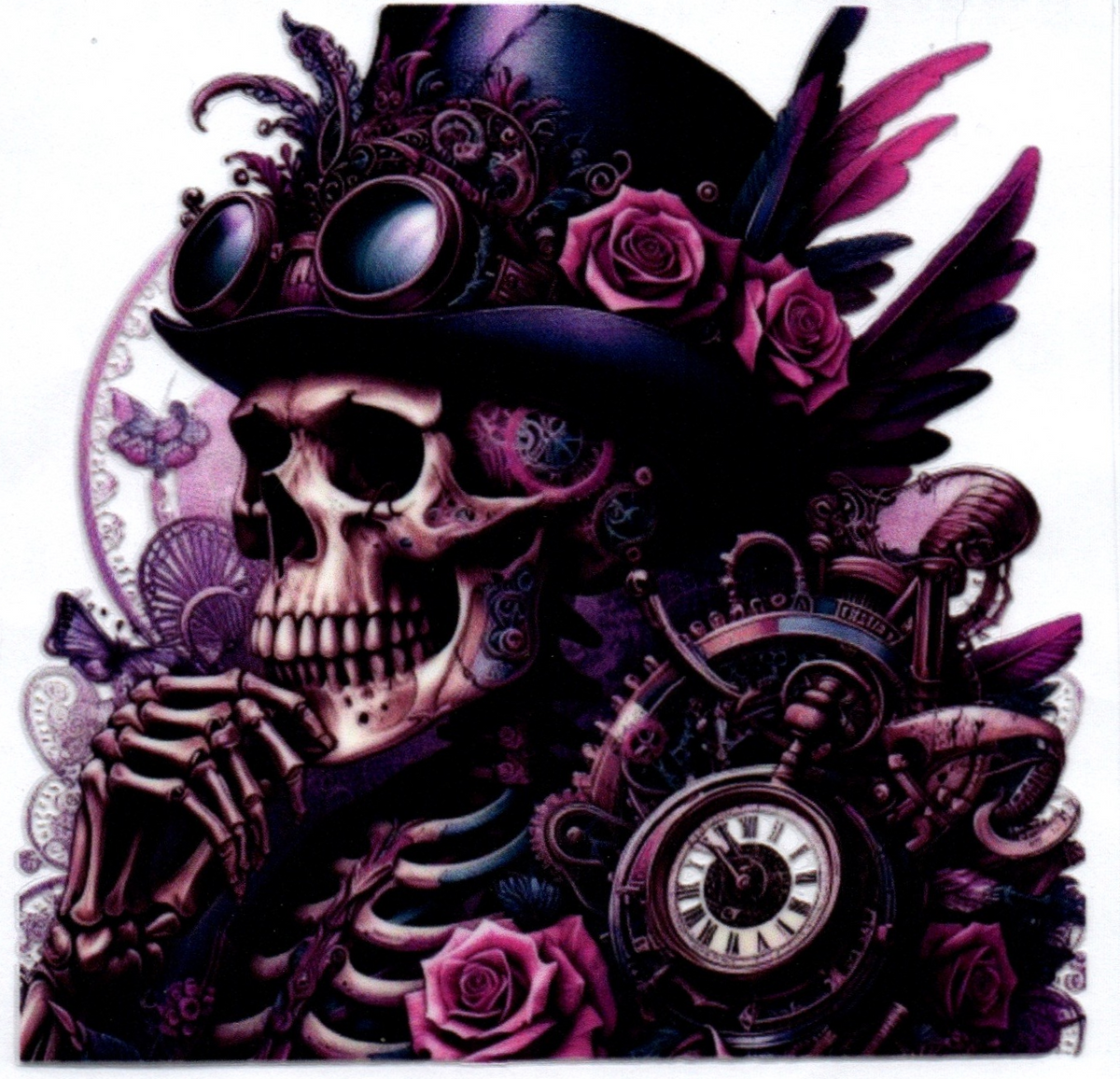 Purple Steam Punk Skelton Single Decal 28