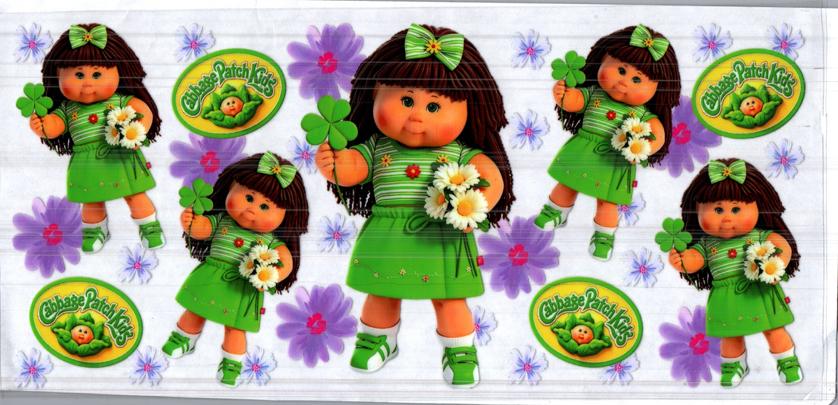 16 oz cabbage doll dk brown hair green dress assorted 287