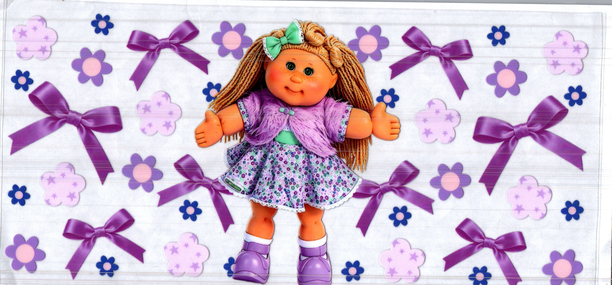 16 oz cabbage doll blond hair purple green dress assorted 288