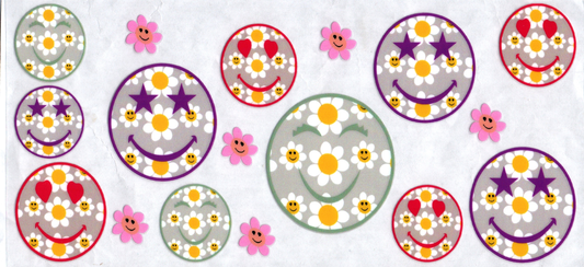 16oz multi-colored happy faces w/flowers kids