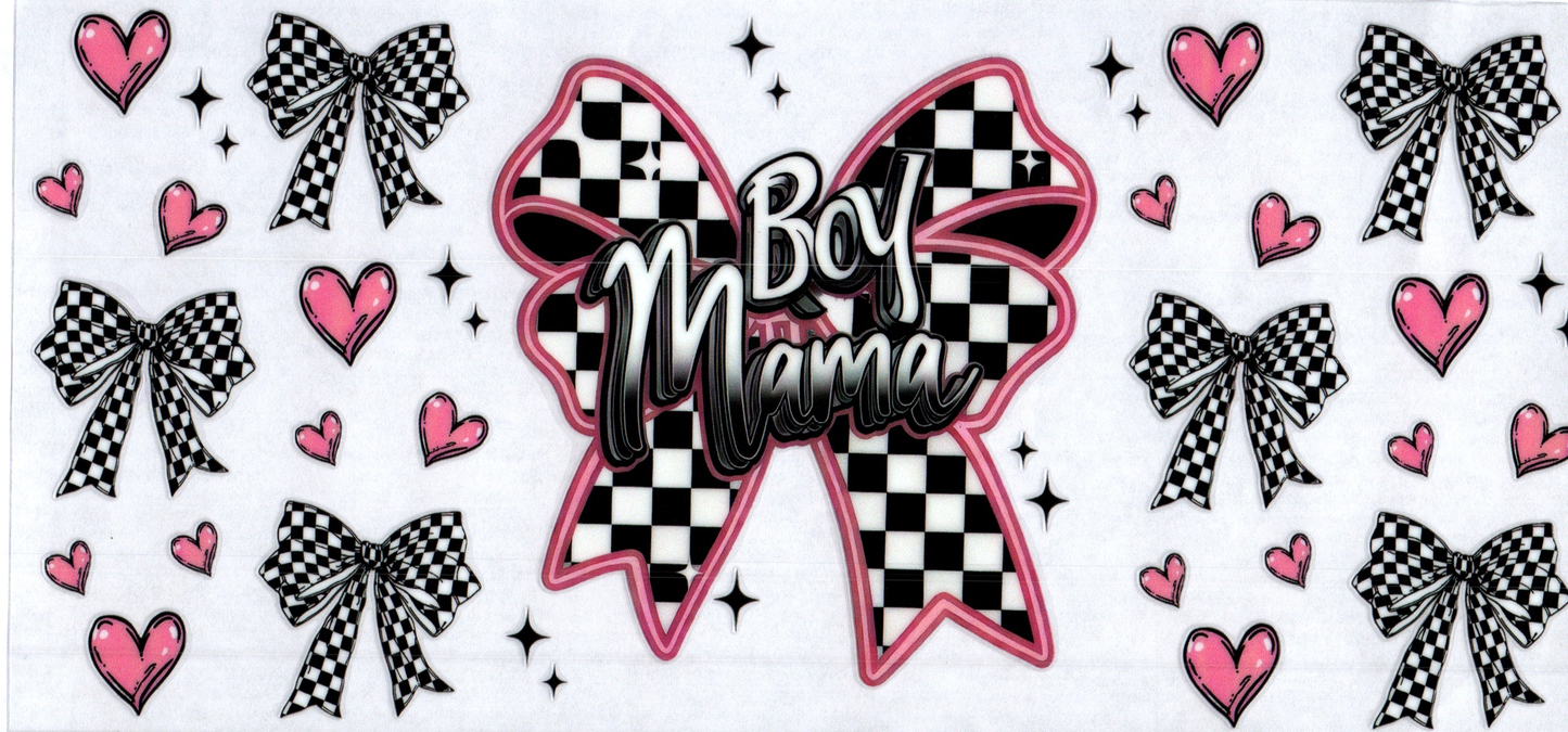 16oz Boy Mama Checkered Bow