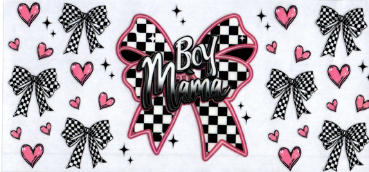 16oz Boy Mama Checkered Bow