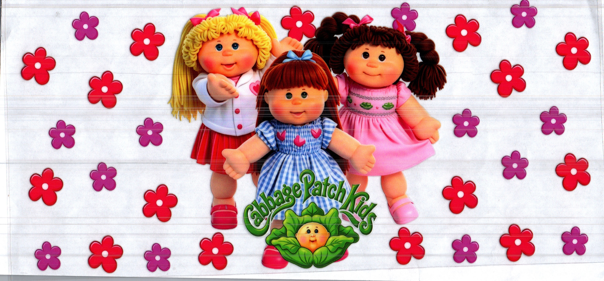 16 oz cabbage doll three girls purple red flowers assorted 292