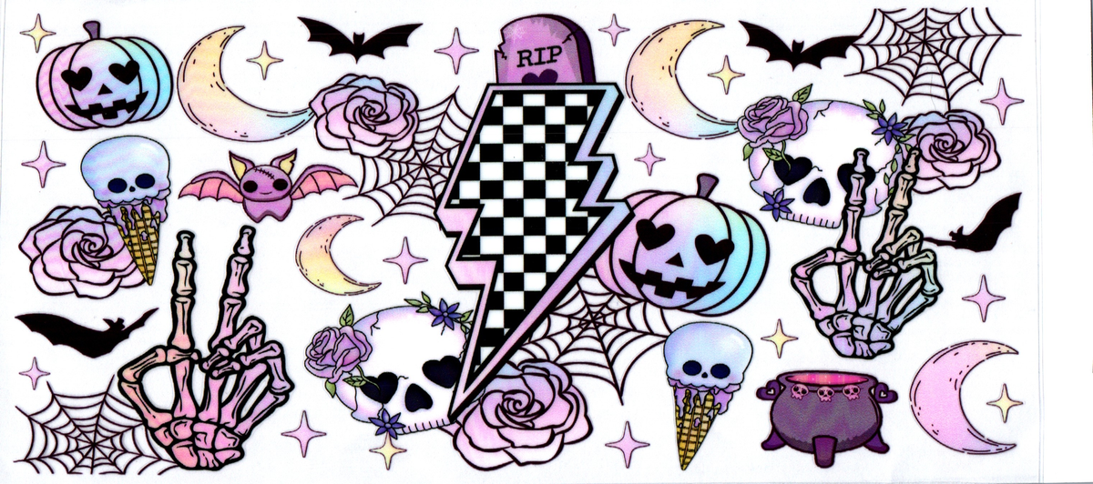 16oz checker lightning moon cobwebs peace boney hands halloween 29