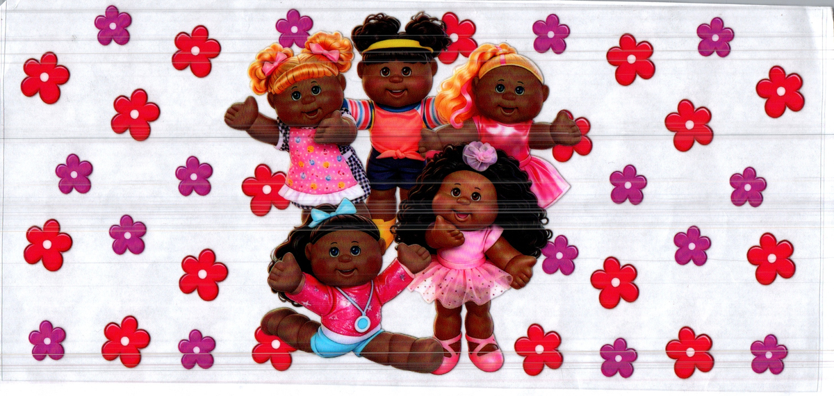16 oz cabbage doll five girls purple red flowers assorted 293