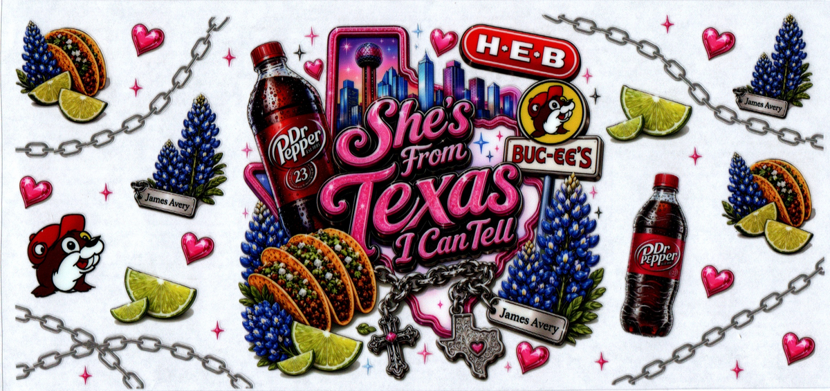 16 oz shes from Texas pink letters 29