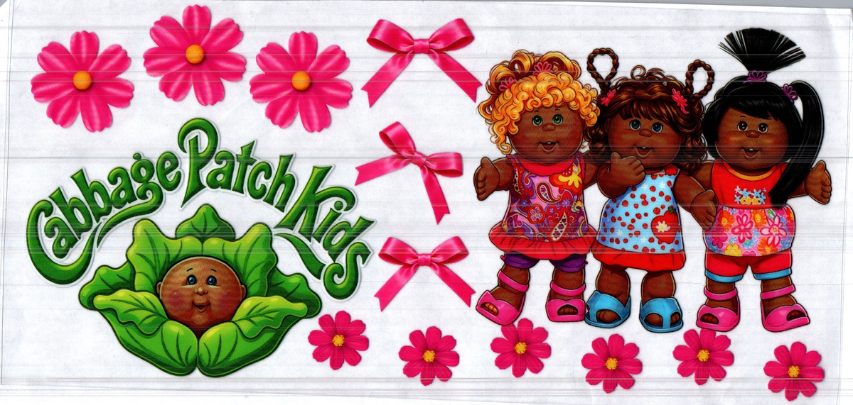 16 oz cabbage doll three girls red bows & flowers assorted 294