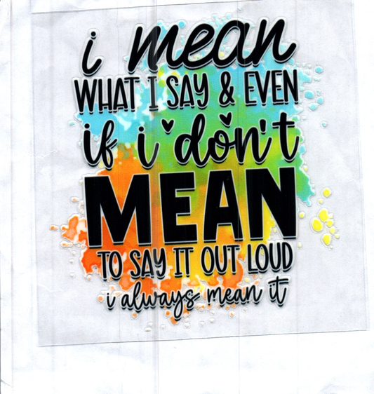 I mean what I say (orange/yellow) Decal