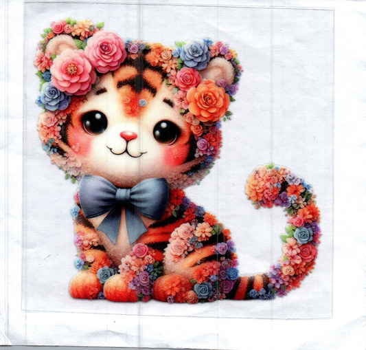 Cute Kitty w/Flowers Animal Decal