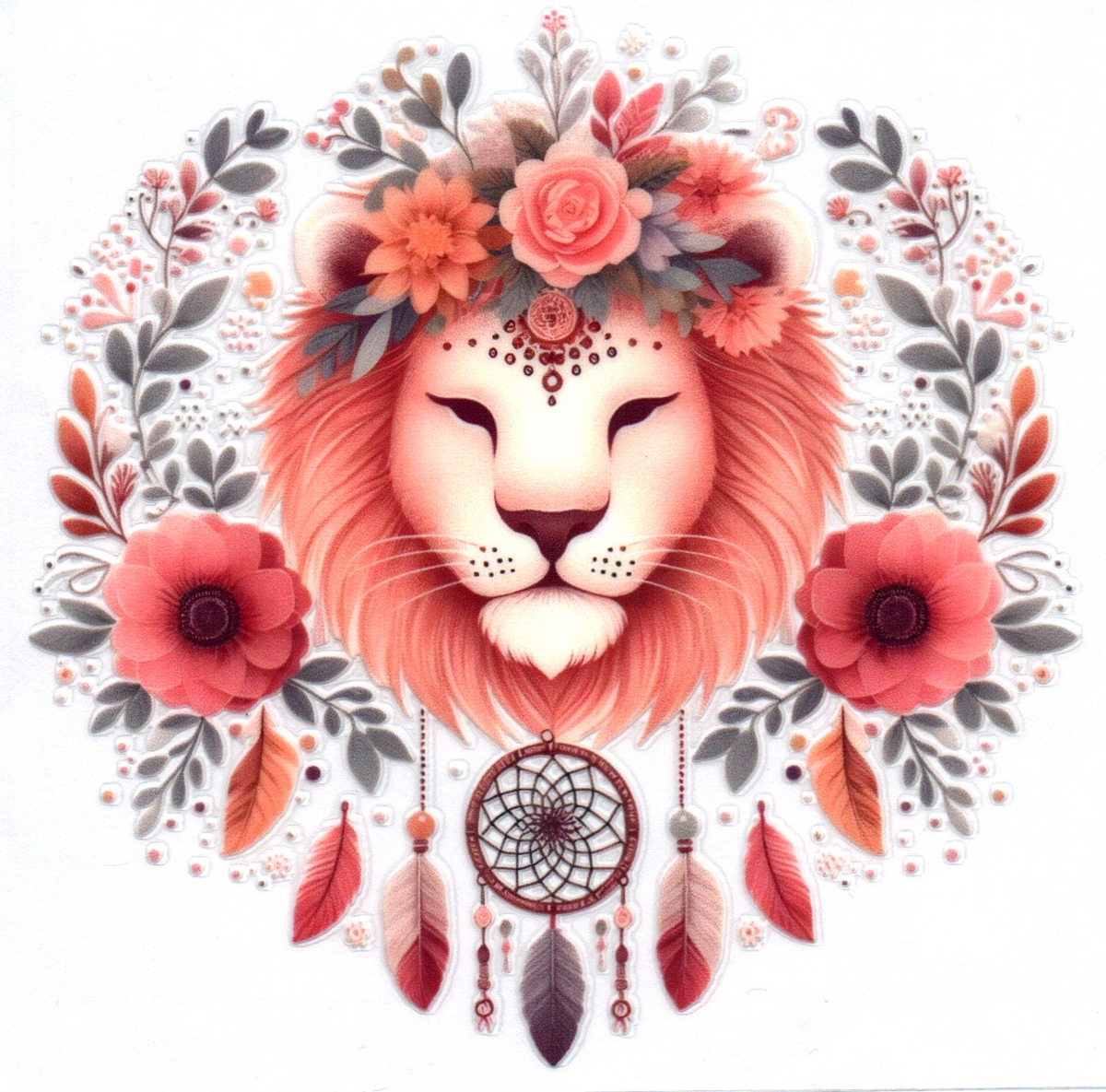 Pink Lion w/dream catcher Single Decal 29