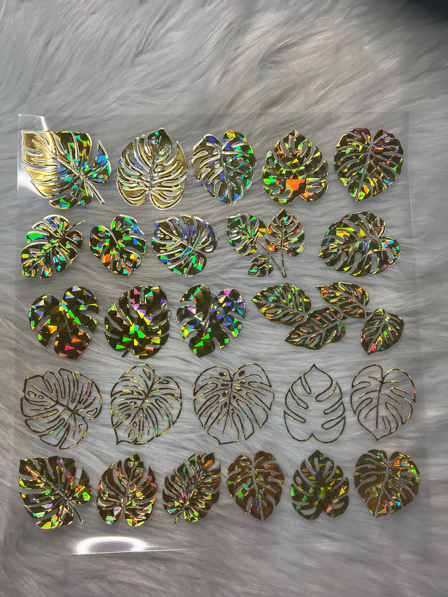 Gold Metallic Monstera Leaves Element