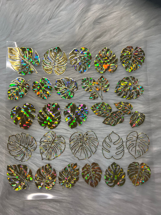Gold Metallic Monstera Leaves Element
