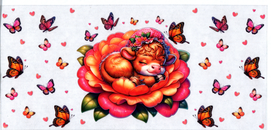 16 oz Baby Cow asleep on flower 3