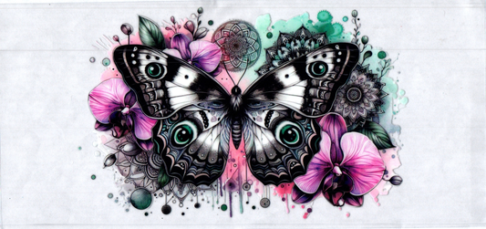 16oz B&W Butterfly w/color splash 30